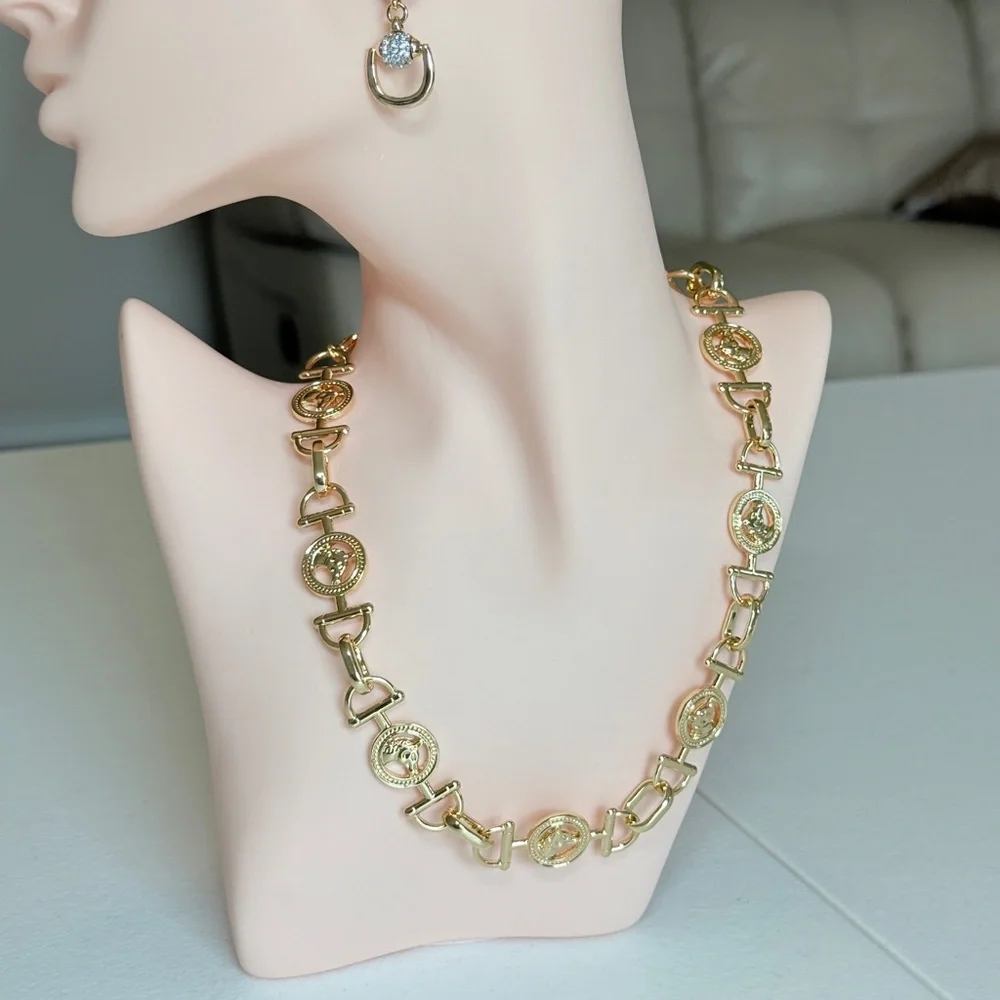 Gold Medallion Link Necklace - Women Jewelry
